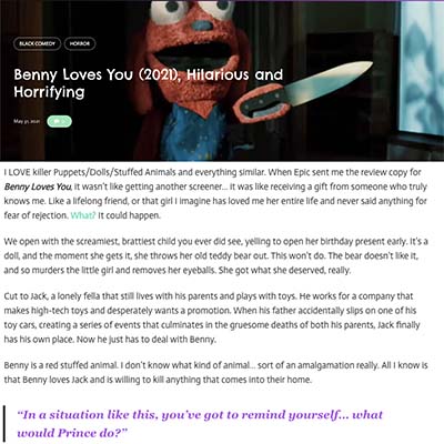 Benny Loves You (2021), Hilarious and Horrifying